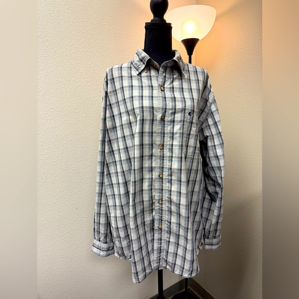 Carhartt Plaid Men’s Button Down. XL. Long Sleeve. Gray